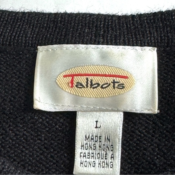 Vintage Talbots Dragonfly Cardigan Sweater Womens Large Black Embroidered Beads - Picture 4 of 12